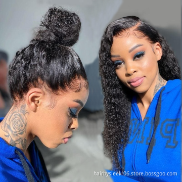 Deep Wave 13X4 Lace Frontal Human Hair Wigs Wet And Wavy Brazilian Lace Front Wig Natural Color Pre Plucked Remy With Baby Hair